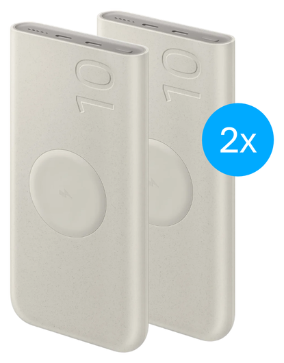 Originele Samsung 25W Wireless Powerbank met USB-C 10.000 mAh Duo Pack Beige afbeelding 1