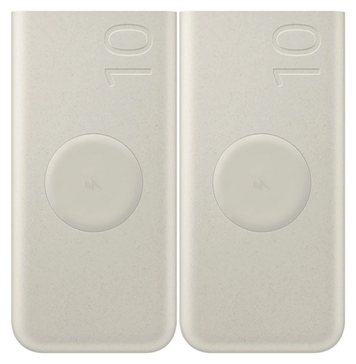 Originele Samsung 25W Wireless Powerbank met USB-C 10.000 mAh Duo Pack Beige afbeelding 2