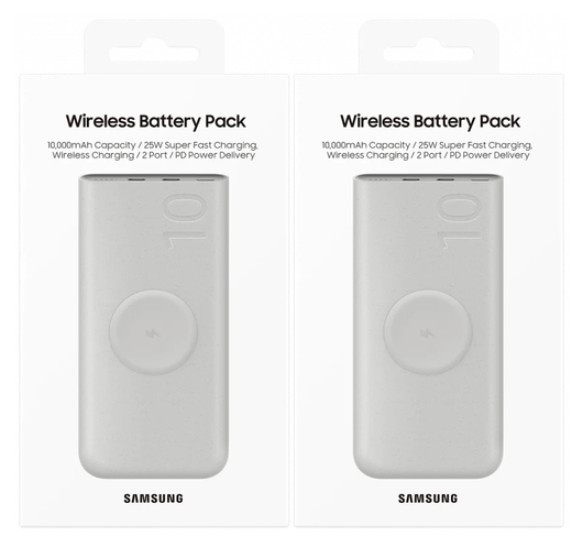 Originele Samsung 25W Wireless Powerbank met USB-C 10.000 mAh Duo Pack Beige afbeelding 12