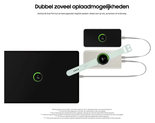 Originele Samsung 25W Wireless Powerbank met USB-C 10.000 mAh Duo Pack Beige afbeelding 7