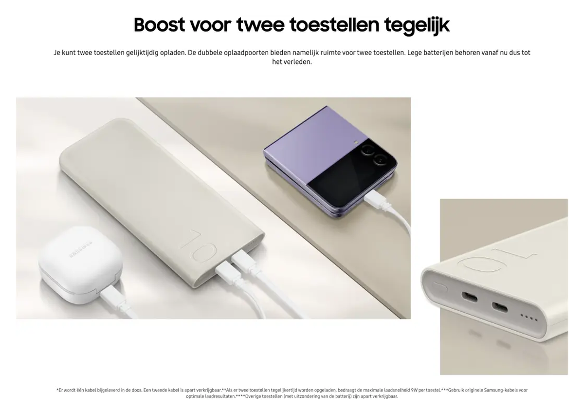 Originele Samsung 25W Fast Charge Duo USB-C Powerbank 10.000 mAh Duo Pack Beige afbeelding 5
