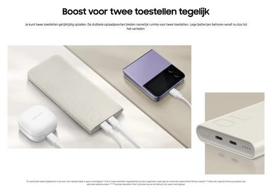 Originele Samsung 25W Fast Charge Duo USB-C Powerbank 10.000 mAh Duo Pack Beige afbeelding 5