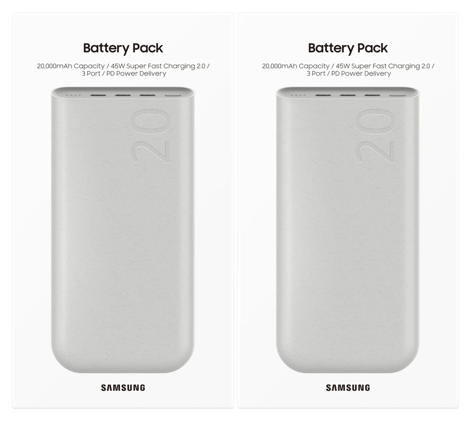 Originele Samsung 45W Fast Charge Trio USB-C Powerbank 20.000 mAh Duo Pack Beige afbeelding 12