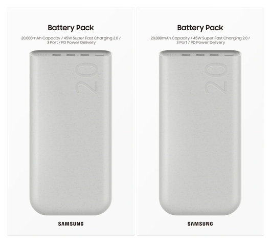 Originele Samsung 45W Fast Charge Trio USB-C Powerbank 20.000 mAh Duo Pack Beige afbeelding 12