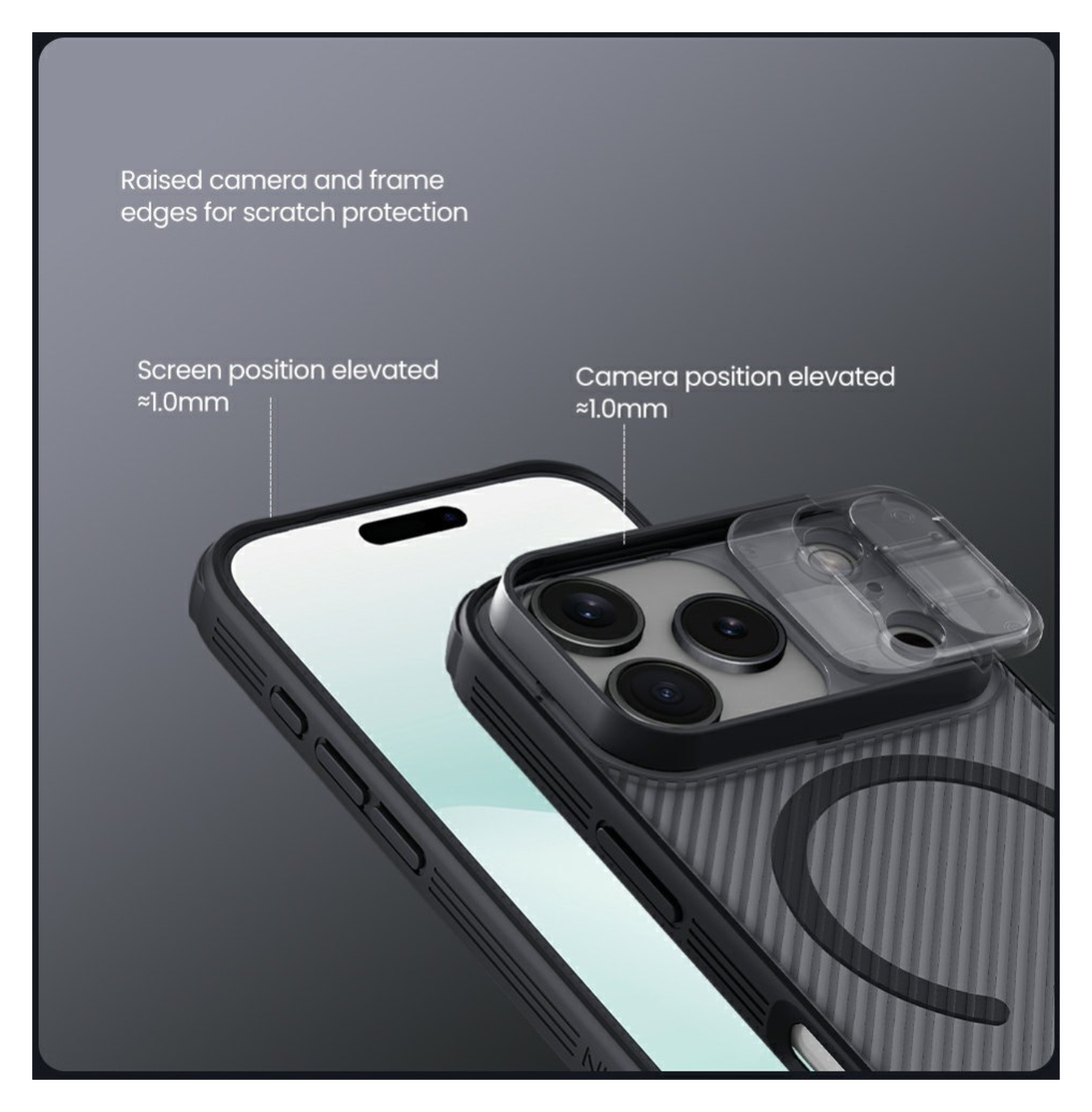 Nillkin CamShield MagSafe iPhone 17 Pro Max Hoesje Camera Slider Clear Zwart afbeelding 10