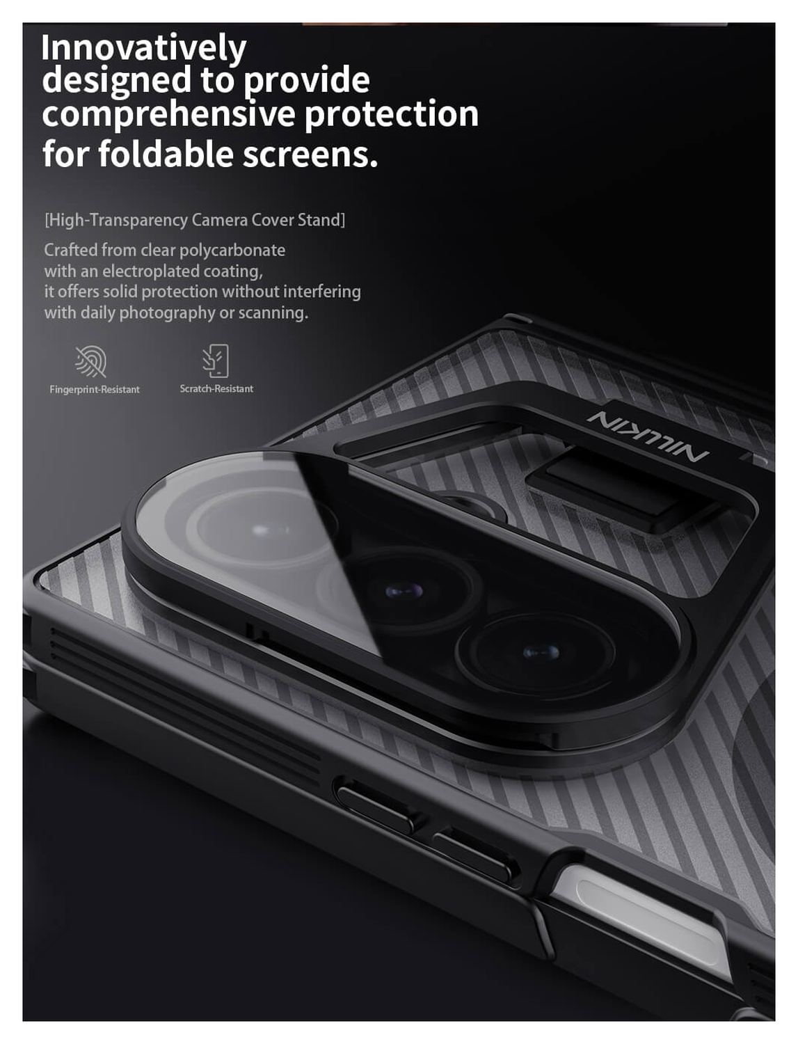 Nillkin CamShield Prop Samsung Z Fold 7 Hoesje MagSafe S-Pen Back Cover Carbon afbeelding 6
