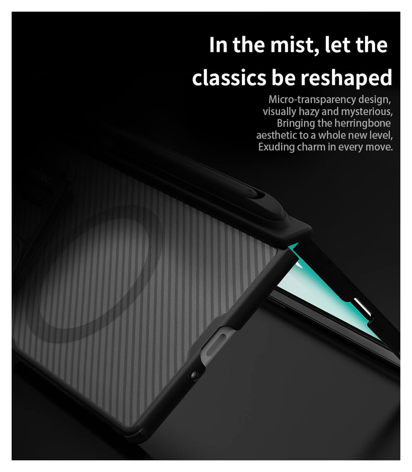 Nillkin CamShield Prop Samsung Z Fold 7 Hoesje MagSafe S-Pen Back Cover Carbon afbeelding 7