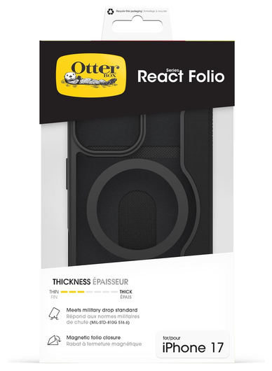 OtterBox React Folio iPhone 17 Hoesje Book Case Transparant Zwart afbeelding 6