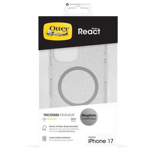 OtterBox React MagSafe Apple iPhone 17 Hoesje Back Cover Glitter Transparant afbeelding 5