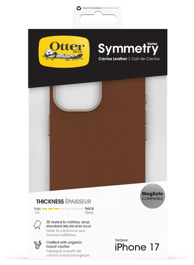 OtterBox Symmetry Cactus Leer MagSafe iPhone 17 Hoesje Bruin afbeelding 5