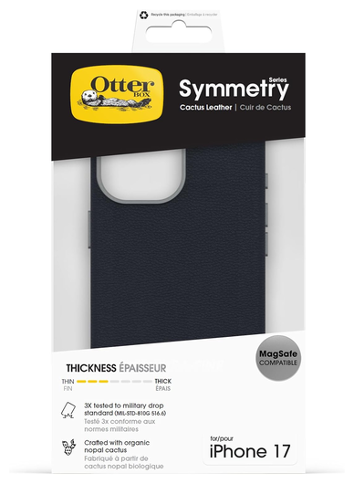 OtterBox Symmetry Cactus Leer MagSafe iPhone 17 Hoesje Blauw afbeelding 5