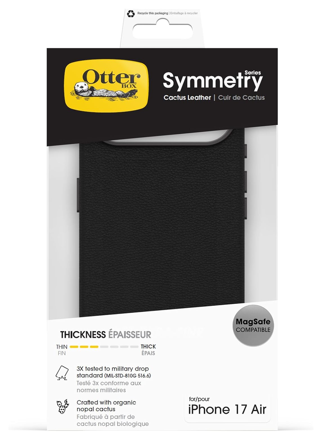 OtterBox Symmetry Cactus Leer MagSafe iPhone Air Hoesje Zwart afbeelding 5