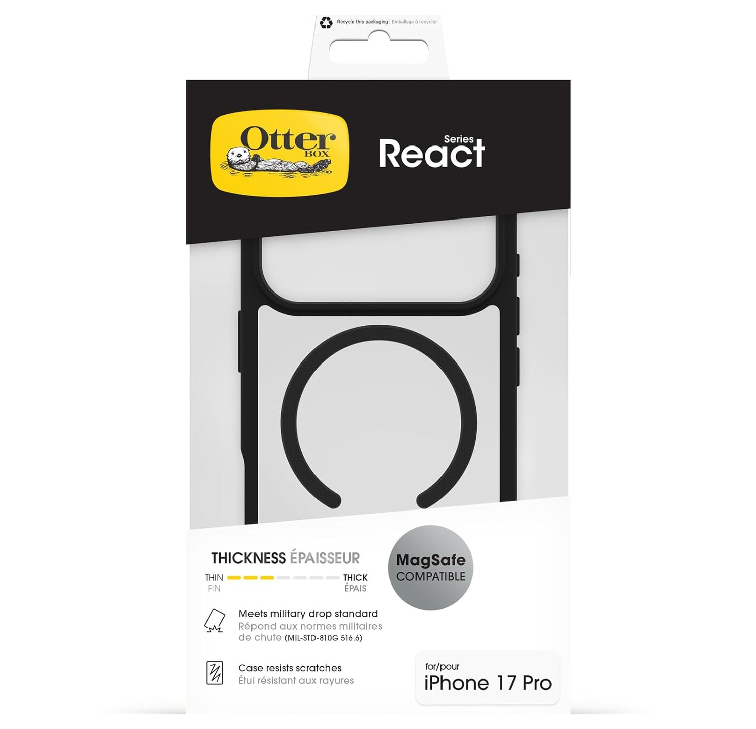 OtterBox React MagSafe Apple iPhone 17 Pro Hoesje Back Cover Zwart Transparant afbeelding 5