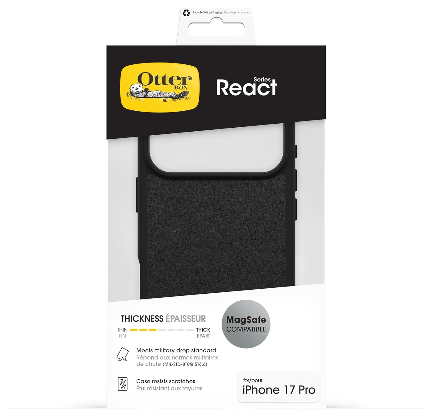 OtterBox React MagSafe Apple iPhone 17 Pro Hoesje Back Cover Zwart afbeelding 5