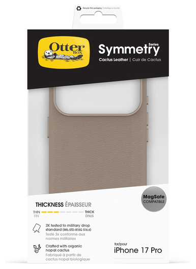 OtterBox Symmetry Cactus Leer MagSafe iPhone 17 Pro Hoesje Grijs afbeelding 5