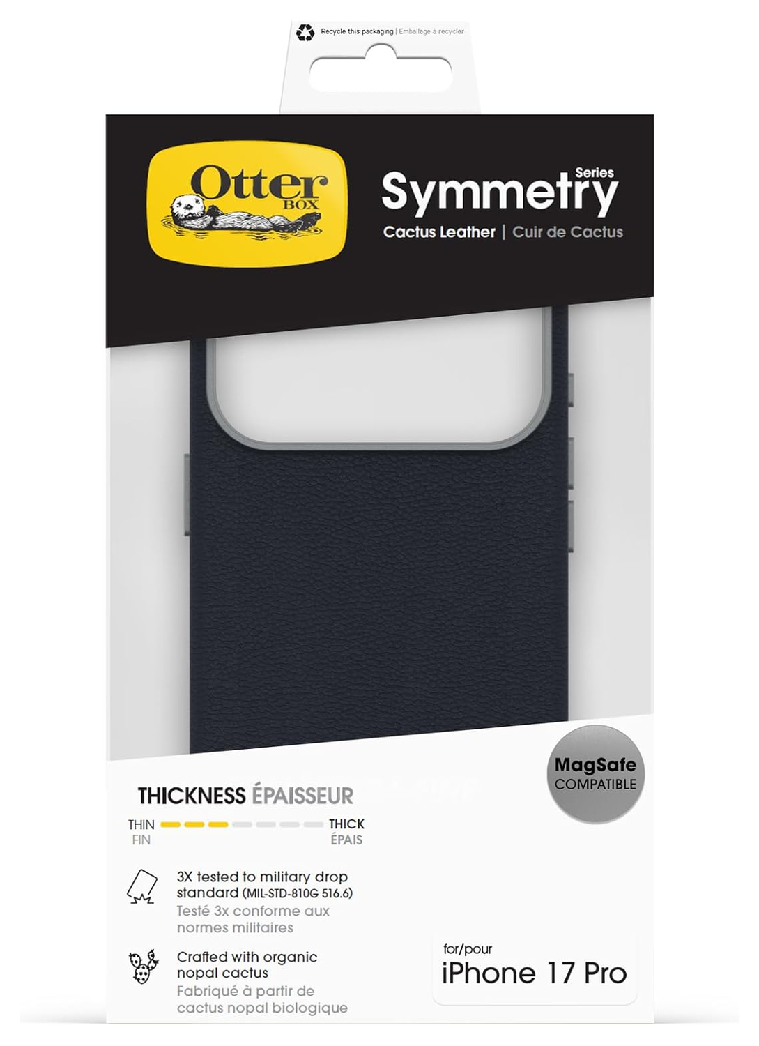 OtterBox Symmetry Cactus Leer MagSafe iPhone 17 Pro Hoesje Blauw afbeelding 5