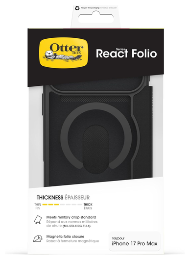 OtterBox React Folio iPhone 17 Pro Max Hoesje Book Case Transparant Zwart afbeelding 6