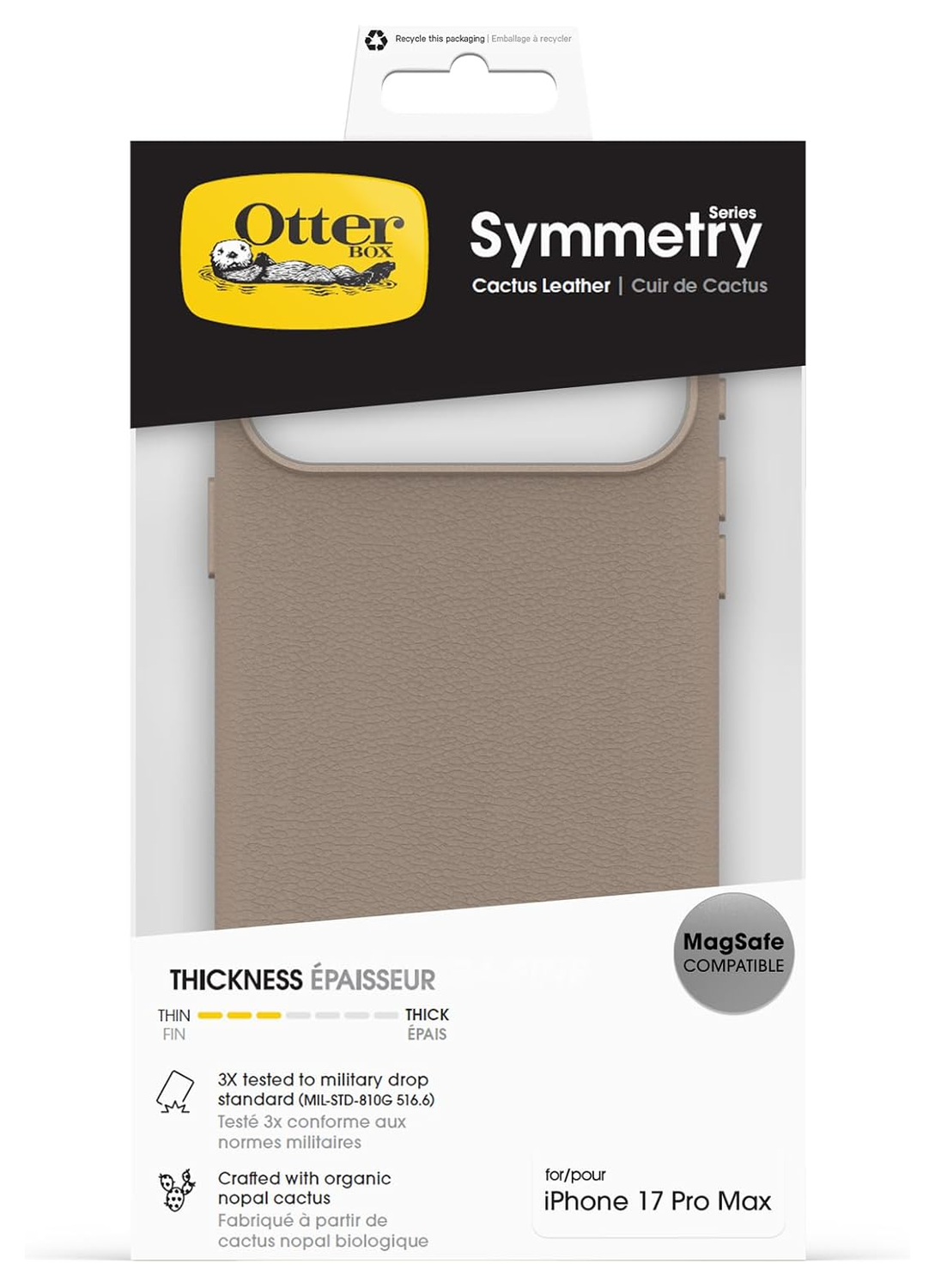 OtterBox Symmetry Cactus Leer MagSafe iPhone 17 Pro Max Hoesje Grijs afbeelding 5