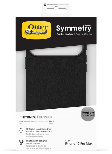 OtterBox Symmetry Cactus Leer MagSafe iPhone 17 Pro Max Hoesje Zwart afbeelding 5