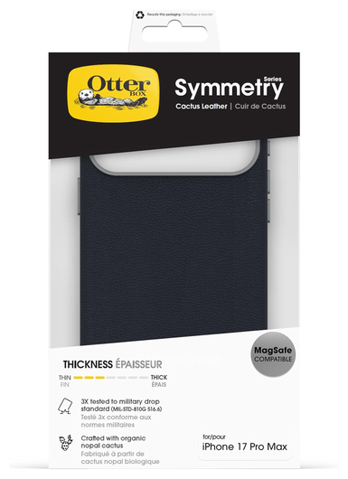 OtterBox Symmetry Cactus Leer MagSafe iPhone 17 Pro Max Hoesje Blauw afbeelding 5