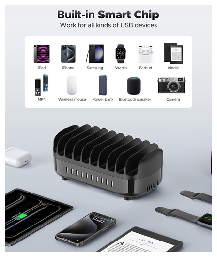 Orico USB-A Oplaad Station met 10 Poorten 120W met Smart Detect Zwart afbeelding 6