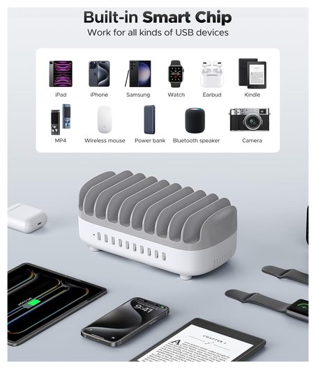 Orico USB-A Oplaad Station met 10 Poorten 120W met Smart Detect Wit afbeelding 6