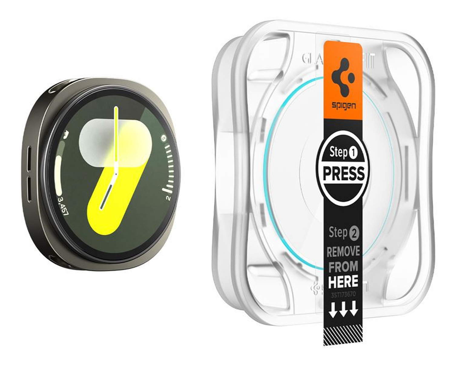 Spigen EZ Fit GLAS.tR Samsung Galaxy Watch 8 44MM Screen Protector 2-Pack afbeelding 10