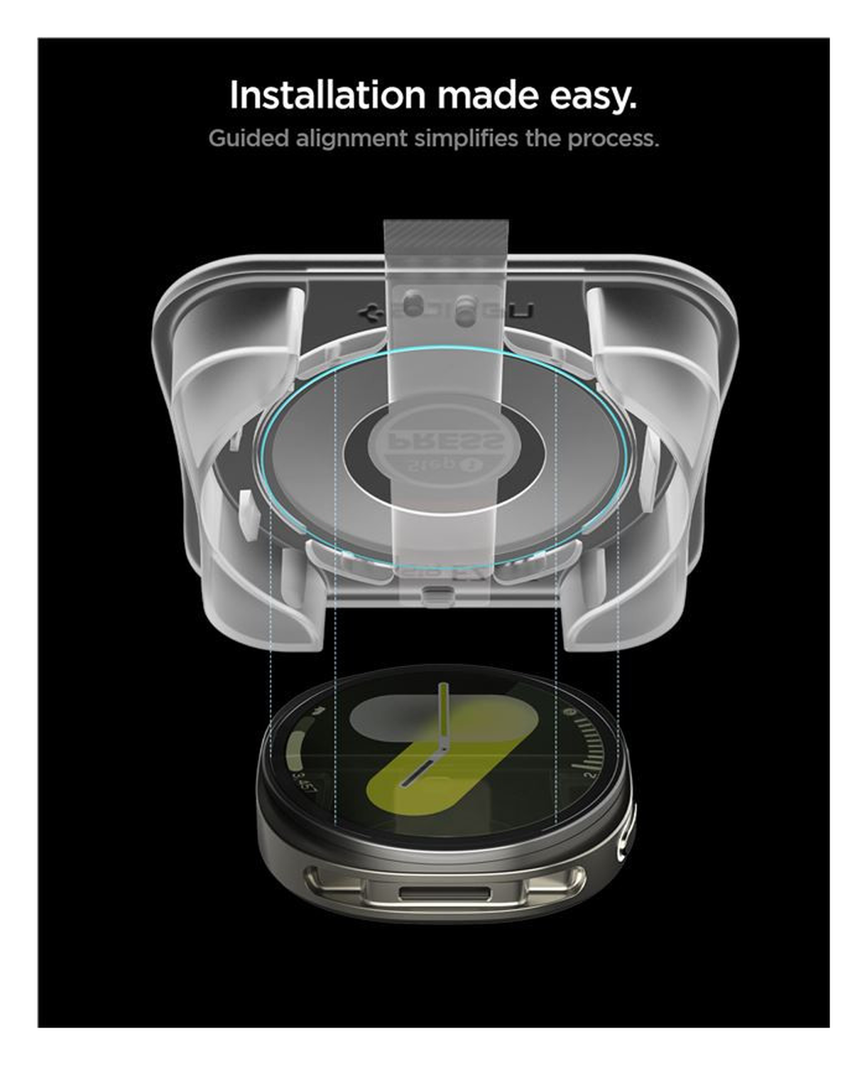Spigen EZ Fit GLAS.tR Samsung Galaxy Watch 8 44MM Screen Protector 2-Pack afbeelding 3