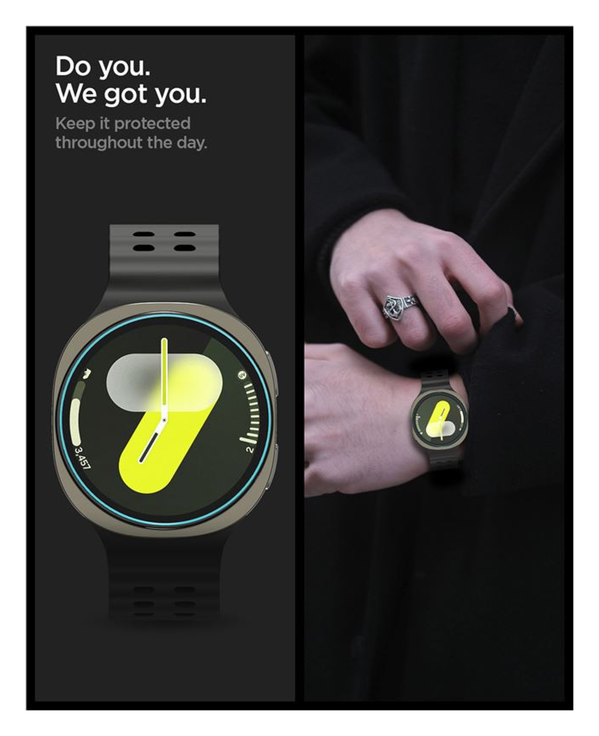 Spigen EZ Fit GLAS.tR Samsung Galaxy Watch 8 44MM Screen Protector 2-Pack afbeelding 6