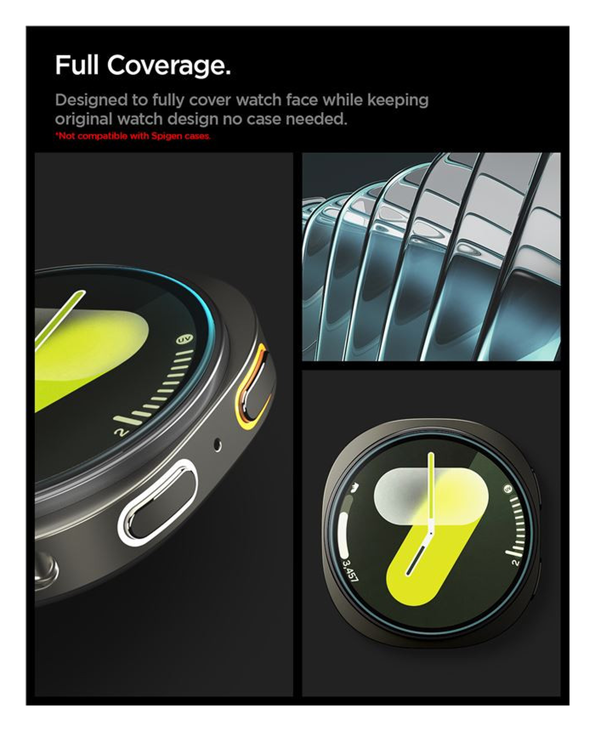 Spigen EZ Fit GLAS.tR Samsung Galaxy Watch 8 44MM Screen Protector 2-Pack afbeelding 7