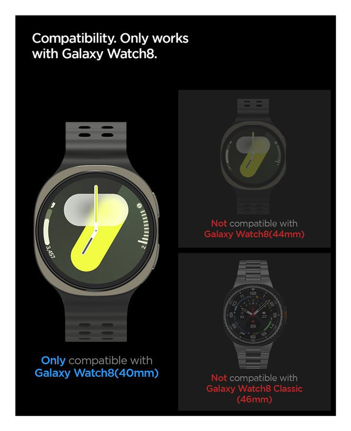 Spigen EZ Fit GLAS.tR Samsung Galaxy Watch 8 44MM Screen Protector 2-Pack afbeelding 8