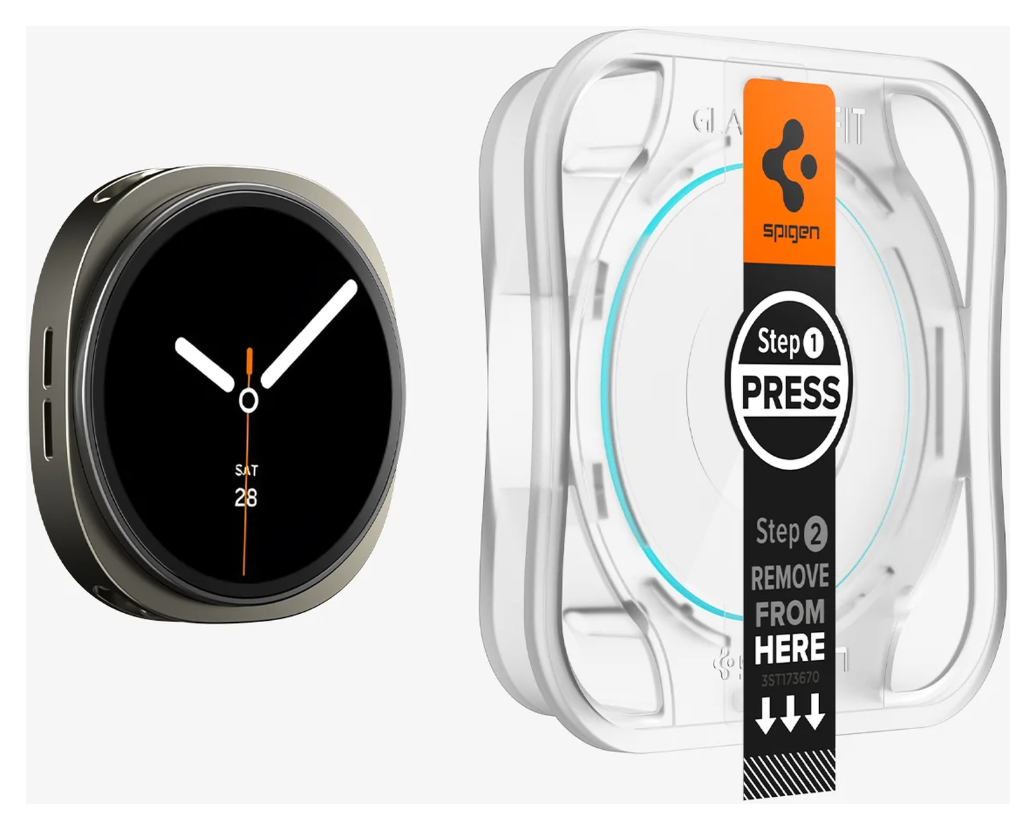 Spigen EZ Fit GLAS.tR Samsung Galaxy Watch 8 40MM Screen Protector 2-Pack afbeelding 3