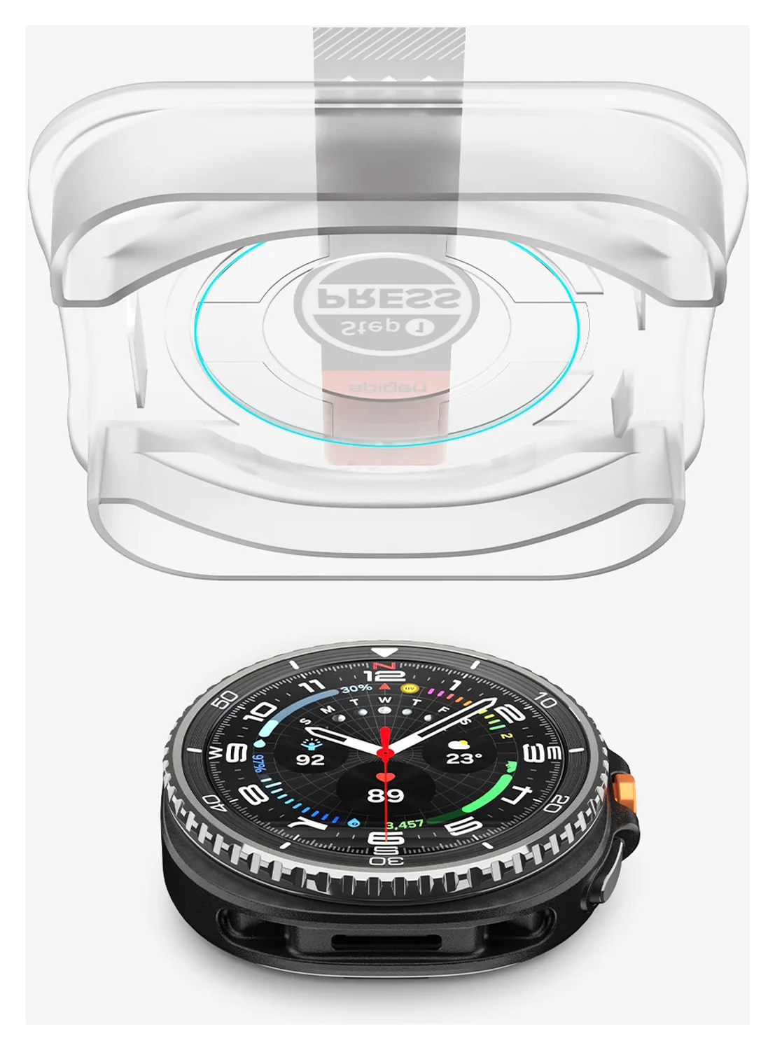 Spigen EZ Fit GLAS.tR Samsung Galaxy Watch 8 40MM Screen Protector 2-Pack afbeelding 8