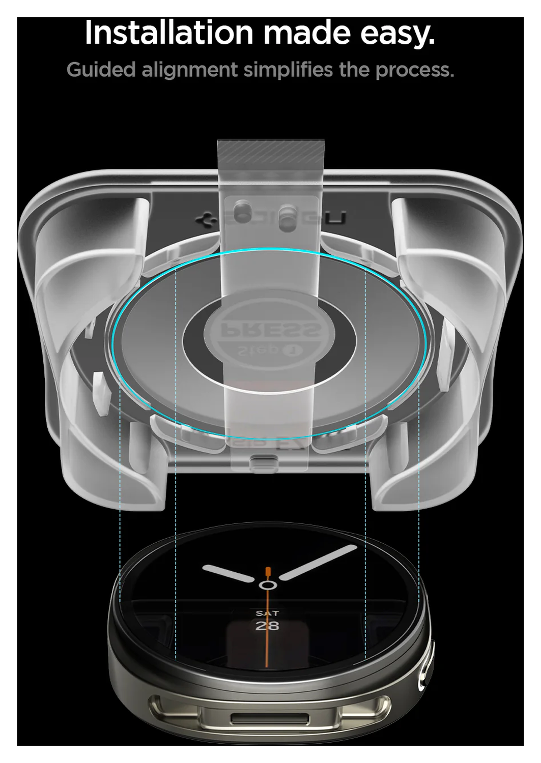 Spigen EZ Fit GLAS.tR Samsung Galaxy Watch 8 40MM Screen Protector 2-Pack afbeelding 10