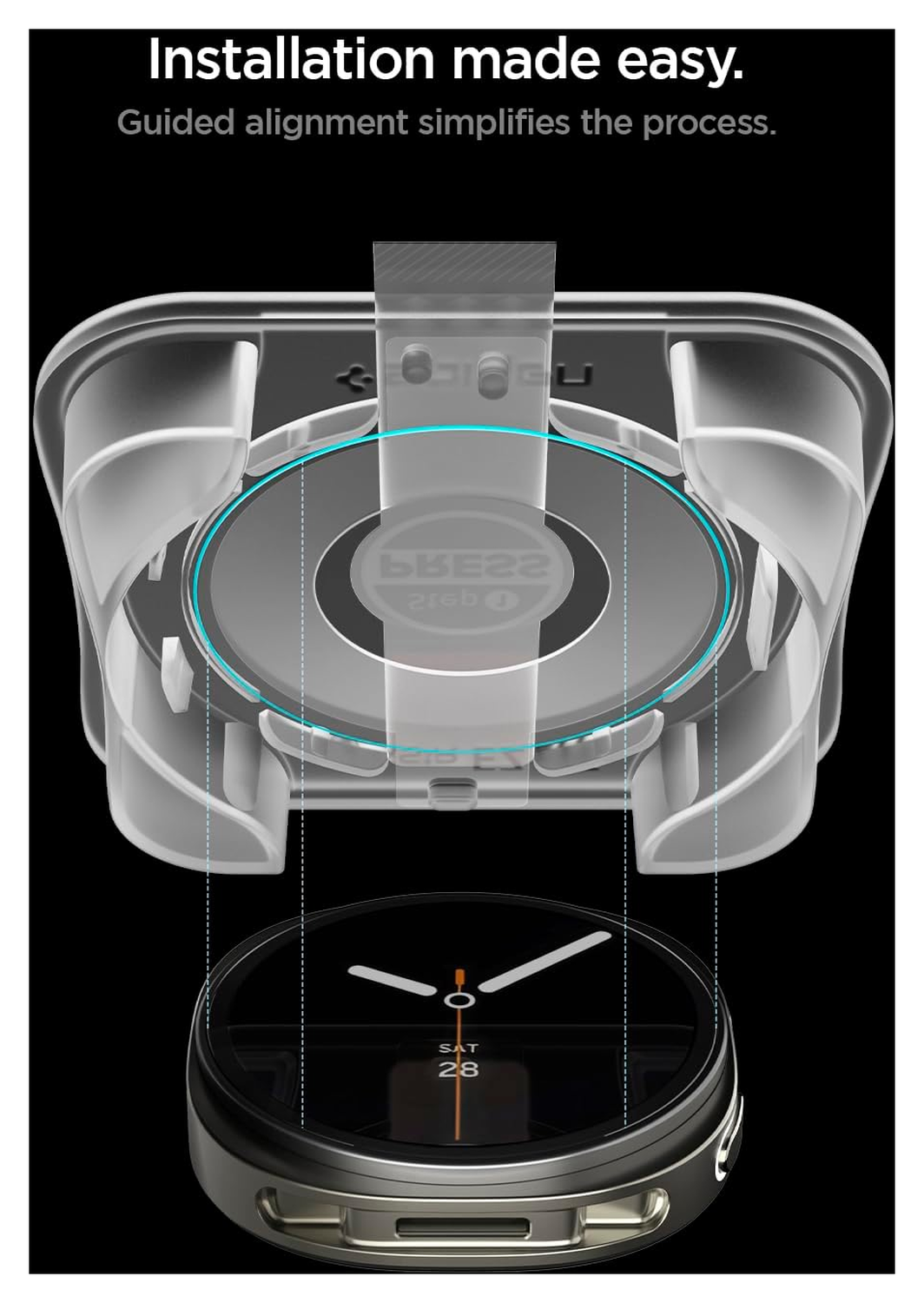 Spigen EZ Fit GLAS.tR Samsung Galaxy Watch 8 40MM Screen Protector 2-Pack afbeelding 3