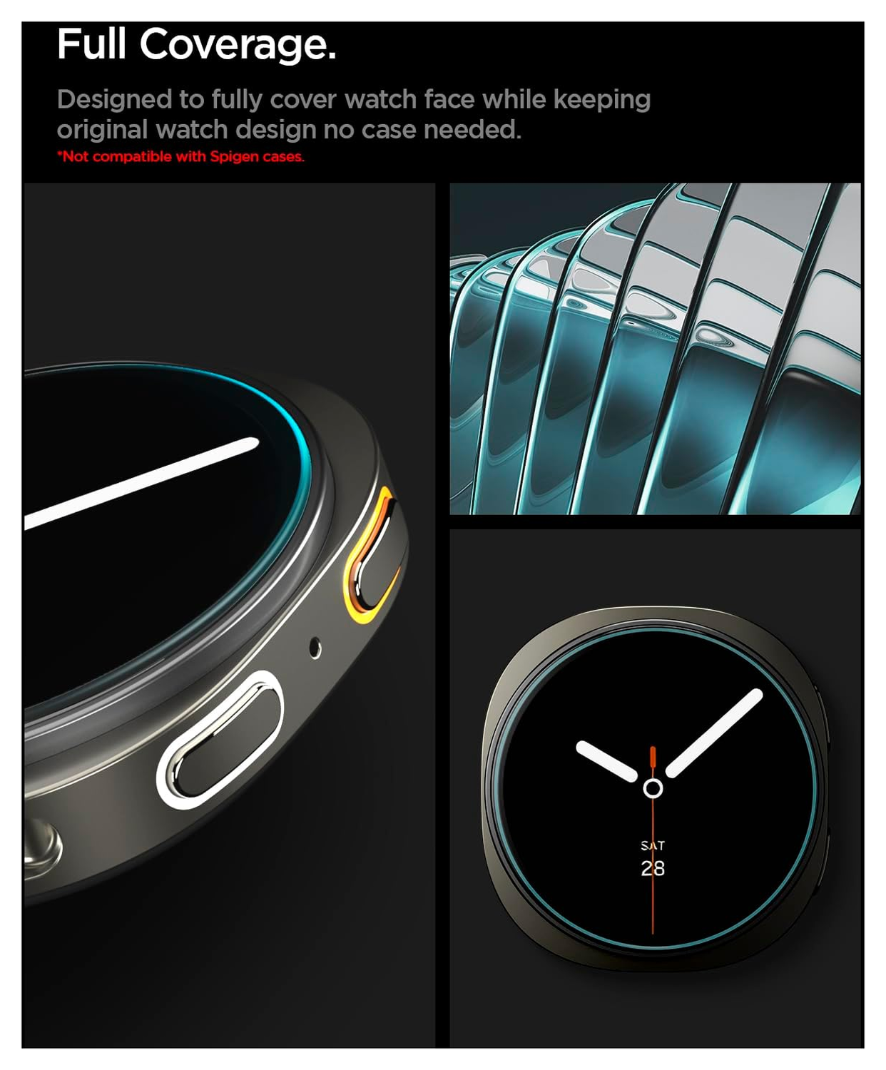 Spigen EZ Fit GLAS.tR Samsung Galaxy Watch 8 40MM Screen Protector 2-Pack afbeelding 5