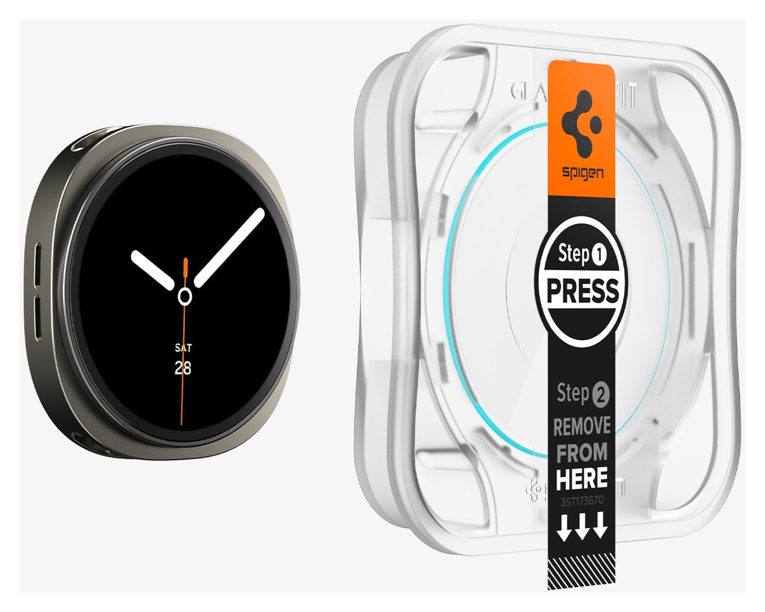 Spigen EZ Fit GLAS.tR Samsung Galaxy Watch 8 40MM Screen Protector 2-Pack afbeelding 10