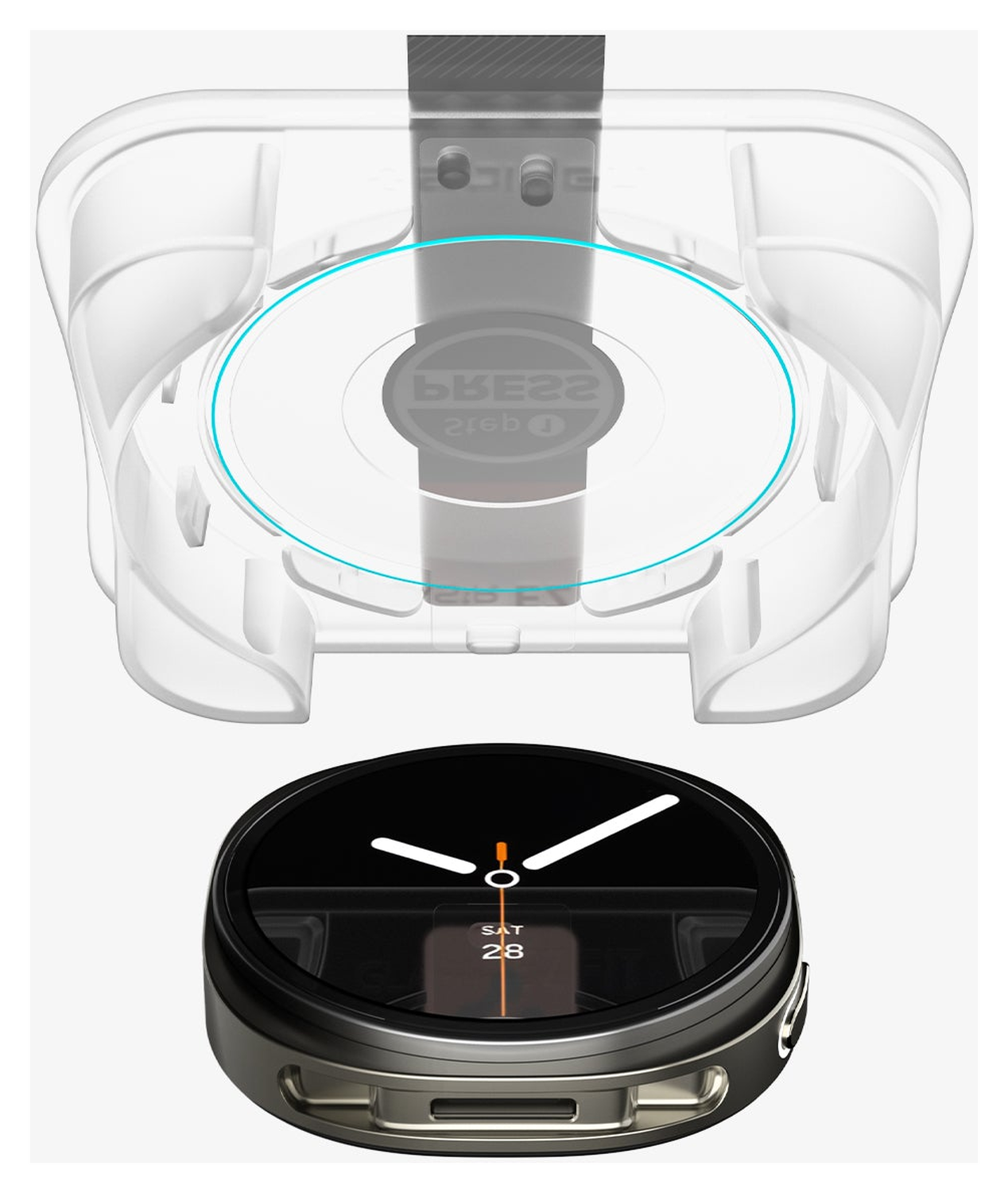 Spigen EZ Fit GLAS.tR Samsung Galaxy Watch 8 40MM Screen Protector 2-Pack afbeelding 11