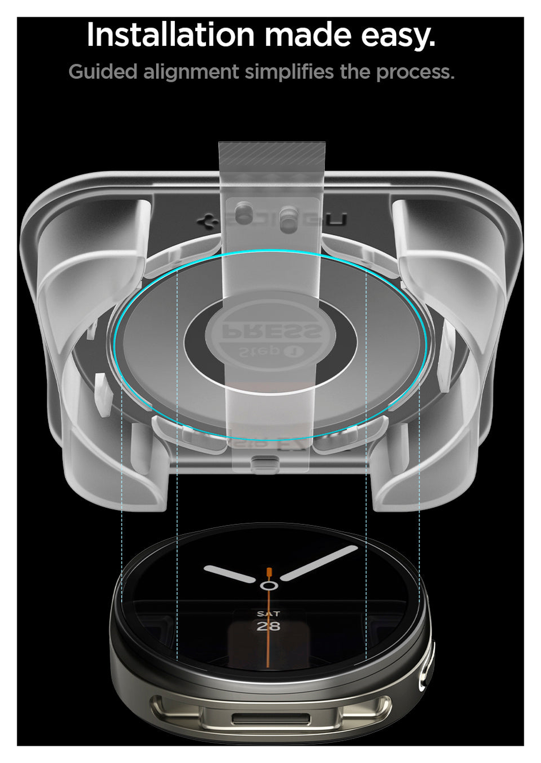 Spigen EZ Fit GLAS.tR Samsung Galaxy Watch 8 40MM Screen Protector 2-Pack afbeelding 4