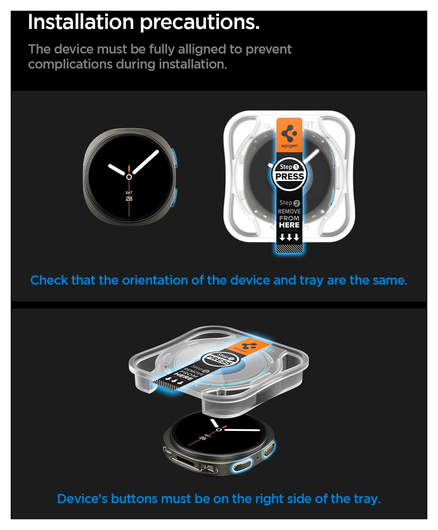 Spigen EZ Fit GLAS.tR Samsung Galaxy Watch 8 40MM Screen Protector 2-Pack afbeelding 8