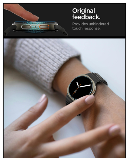 Spigen EZ Fit GLAS.tR Samsung Galaxy Watch 8 40MM Screen Protector 2-Pack afbeelding 6