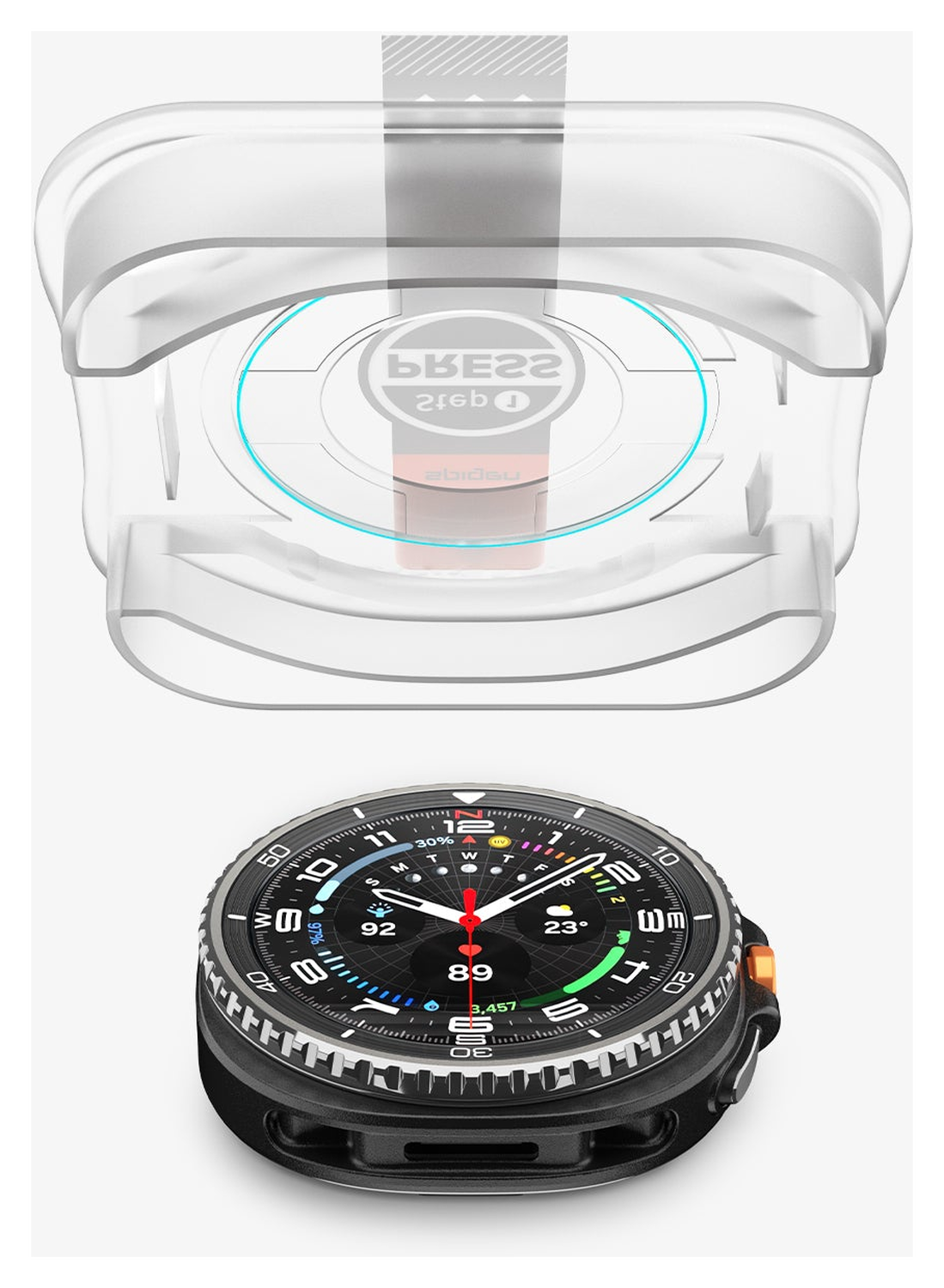 Spigen EZ Fit GLAS.tR Samsung Galaxy Watch 8 Classic Screenprotector 2-Pack afbeelding 11