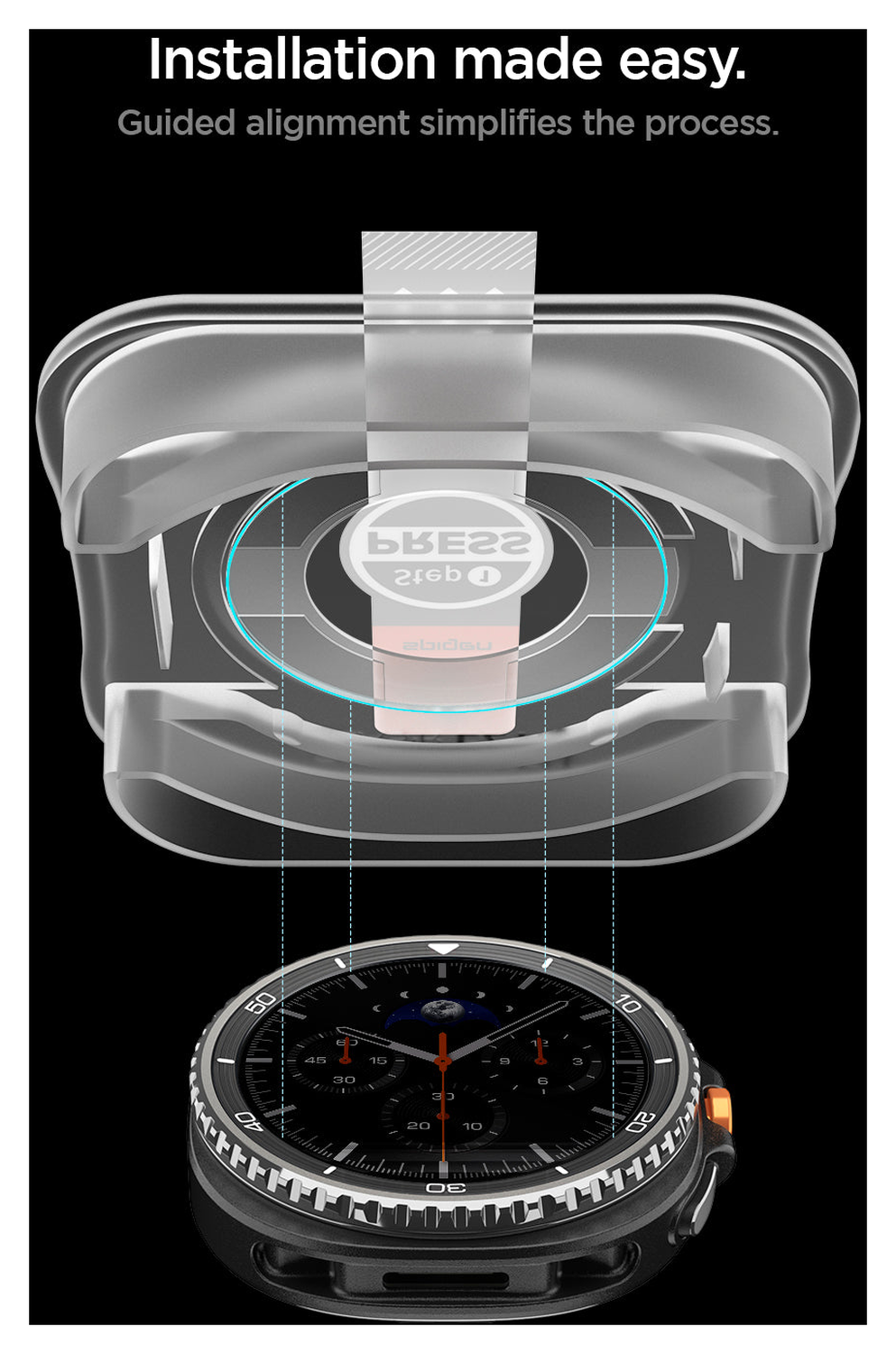 Spigen EZ Fit GLAS.tR Samsung Galaxy Watch 8 Classic Screenprotector 2-Pack afbeelding 3