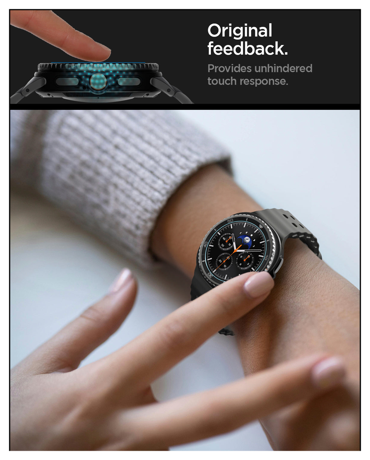Spigen EZ Fit GLAS.tR Samsung Galaxy Watch 8 Classic Screenprotector 2-Pack afbeelding 7