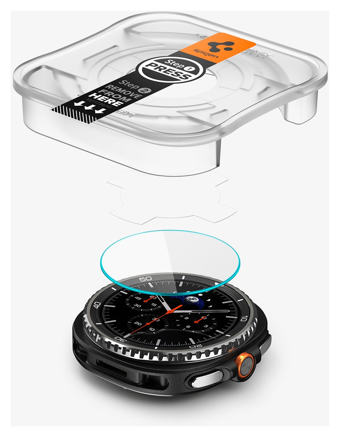 Spigen EZ Fit GLAS.tR Samsung Galaxy Watch 8 Classic Screenprotector 2-Pack afbeelding 9