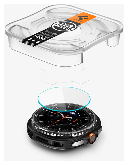 Spigen EZ Fit GLAS.tR Samsung Galaxy Watch 8 Classic Screenprotector 2-Pack afbeelding 9