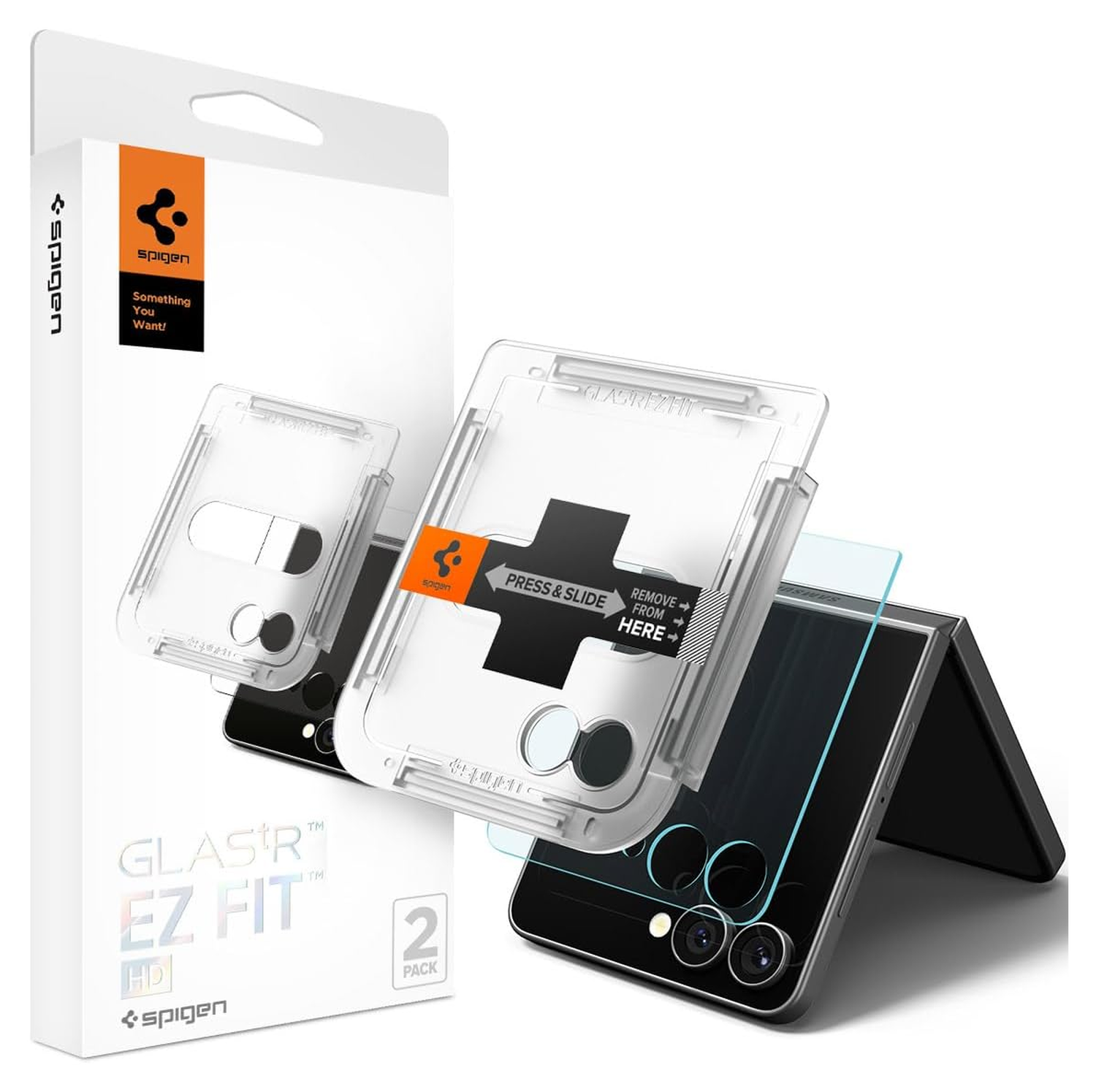 Spigen EZ Fit GLAS.tR Samsung Galaxy Z Flip 7 Screen Protector 2-Pack afbeelding 1