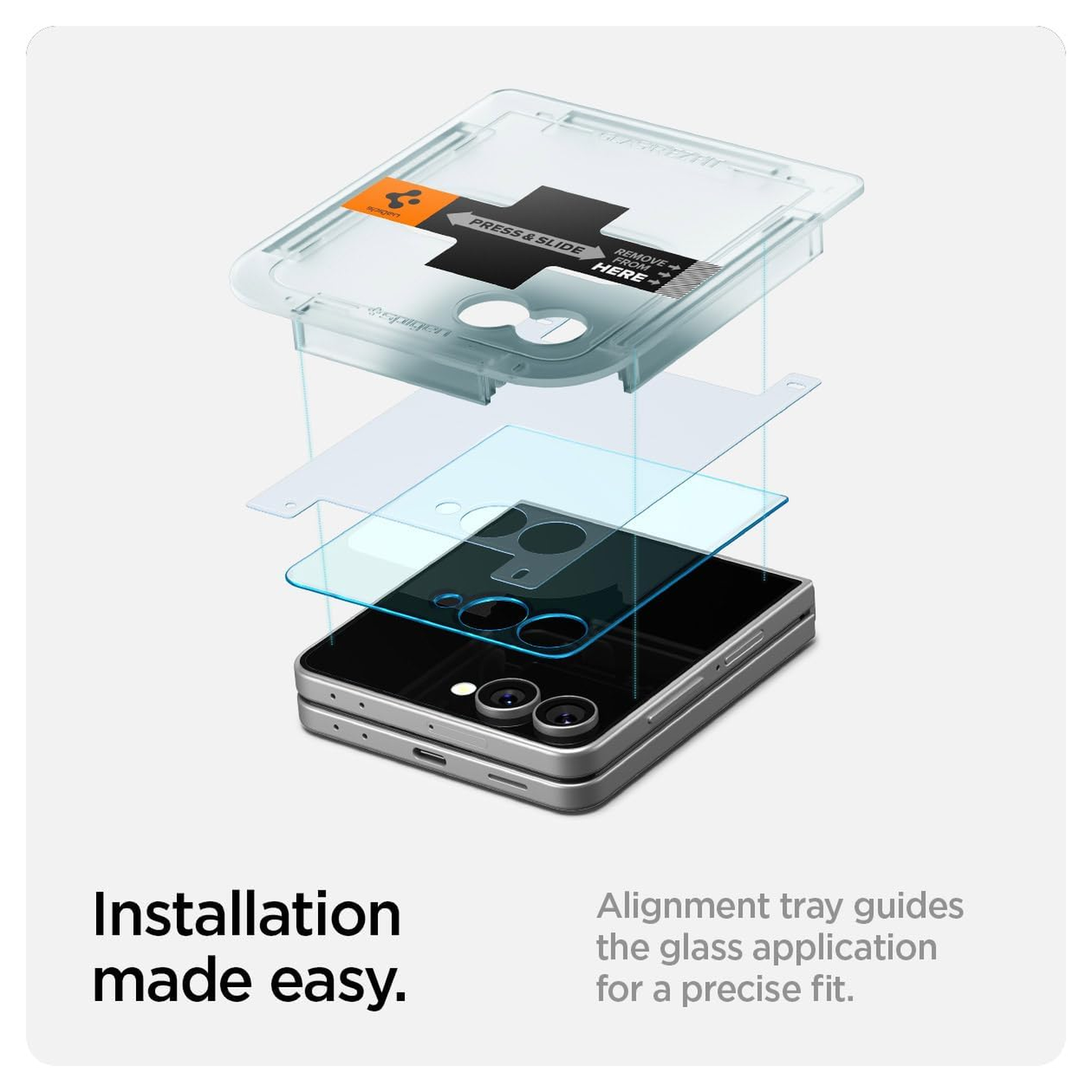 Spigen EZ Fit GLAS.tR Samsung Galaxy Z Flip 7 Screen Protector 2-Pack afbeelding 3