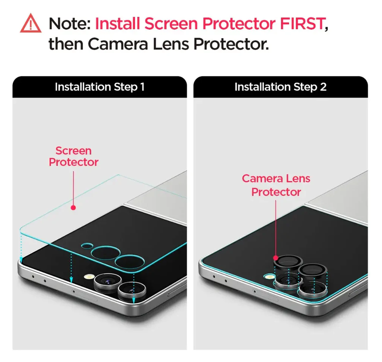Spigen EZ Fit Optik Pro Samsung Z Flip 7 Camera Lens Protector zwart (2-Pack) afbeelding 2