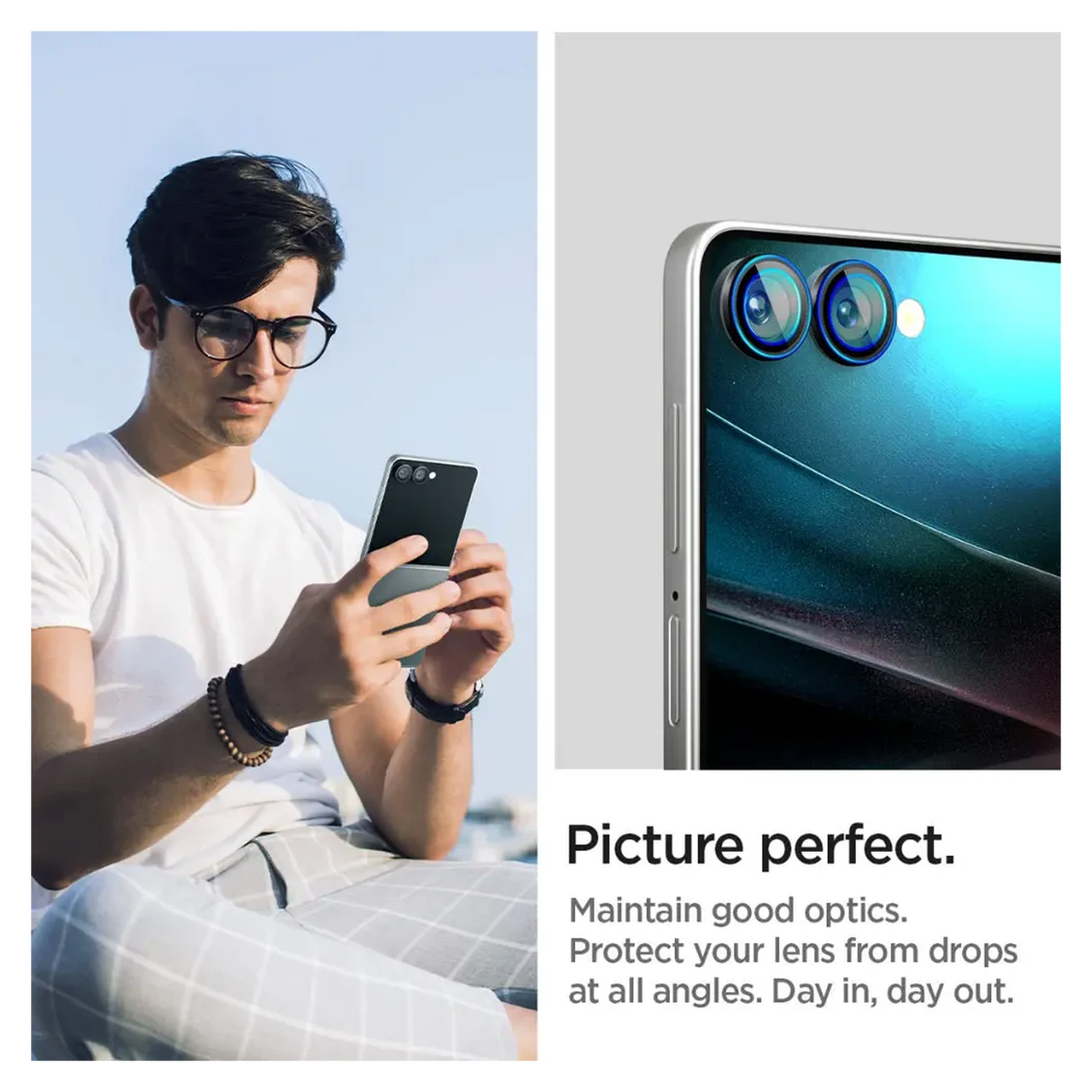 Spigen EZ Fit Optik Pro Samsung Z Flip 7 Camera Lens Protector zwart (2-Pack) afbeelding 4